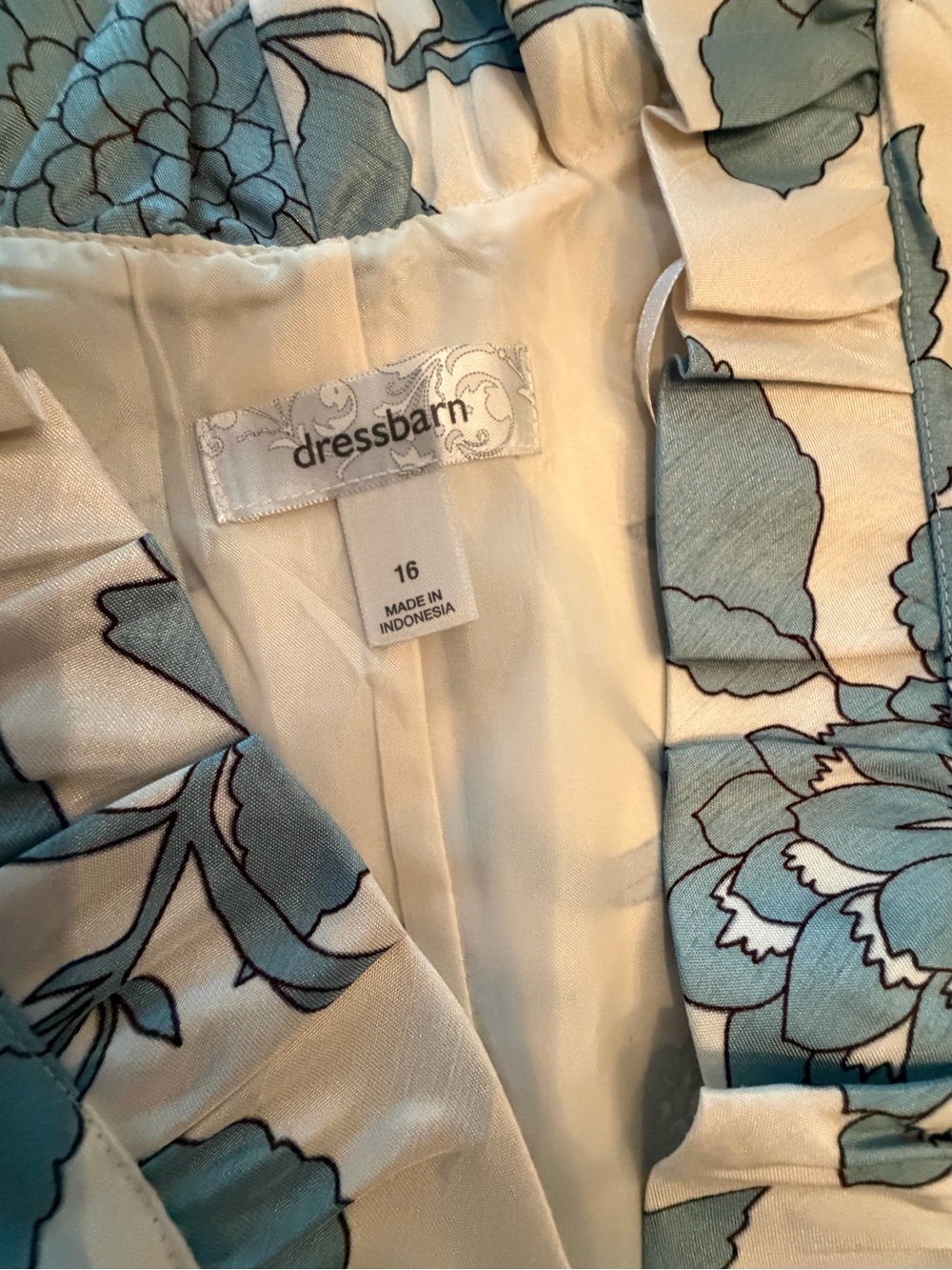 dressbarn Blue and Cream Floral Print Dress - Picture 4 of 8